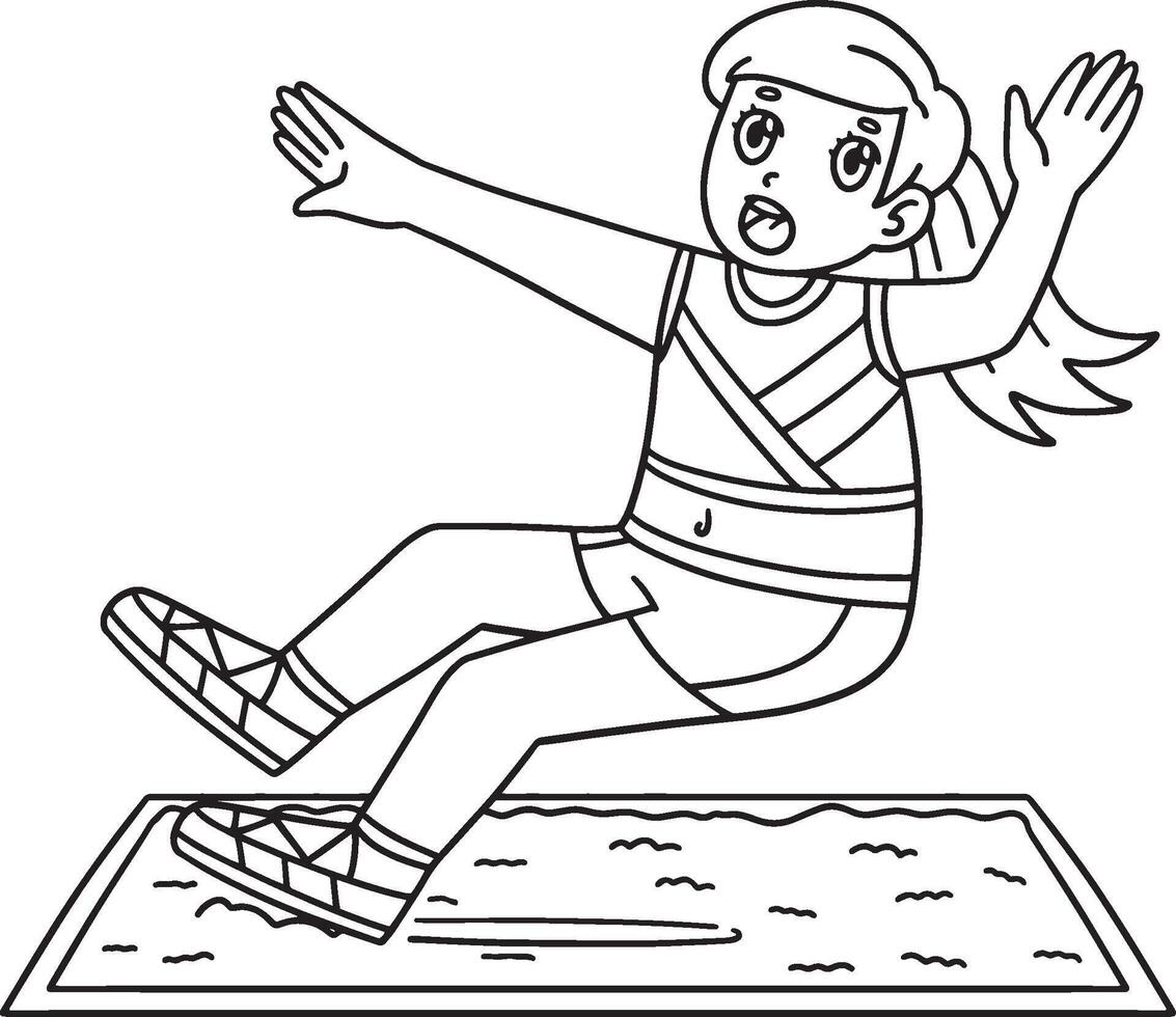 Track and Field Female Landing on Sandpit Isolated vector