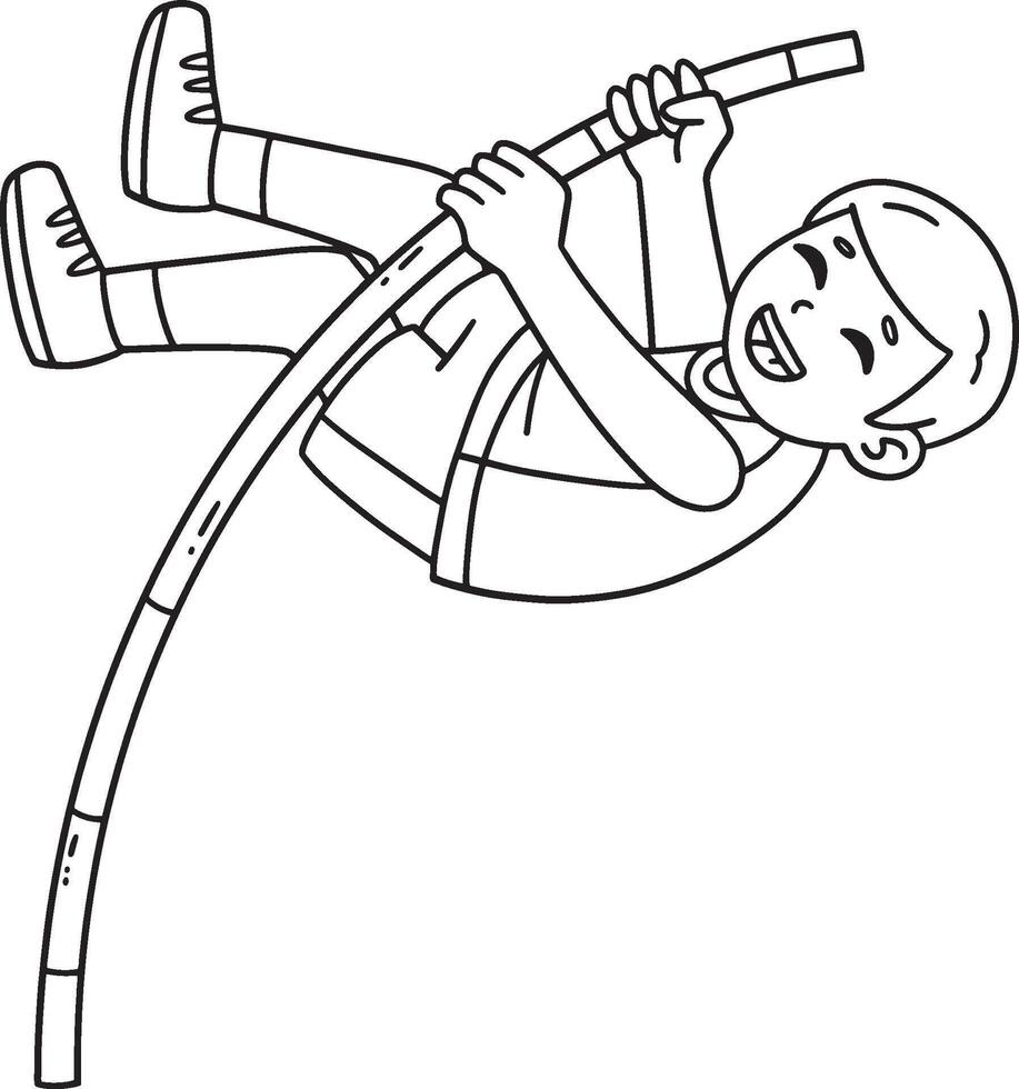 Track and Field Athlete Pole Vaulting Isolated vector