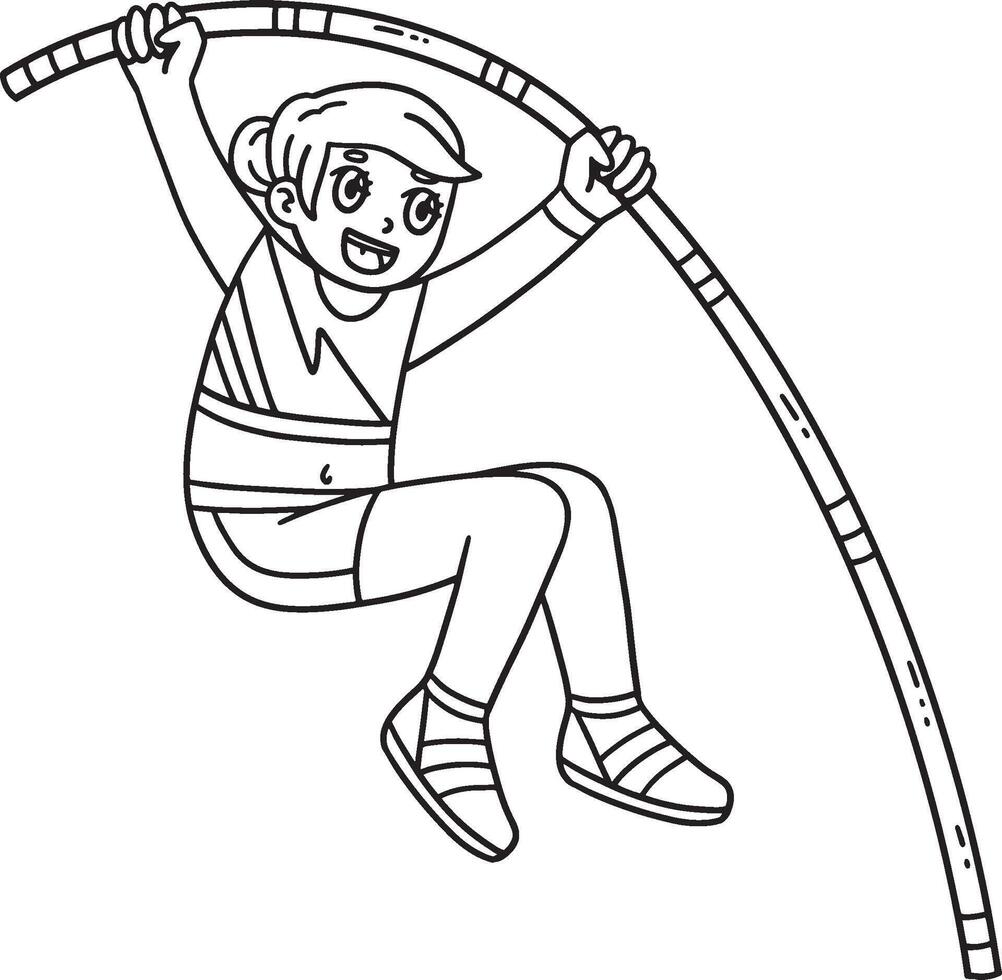 Track and Field Female Pole Vaulting Isolated vector