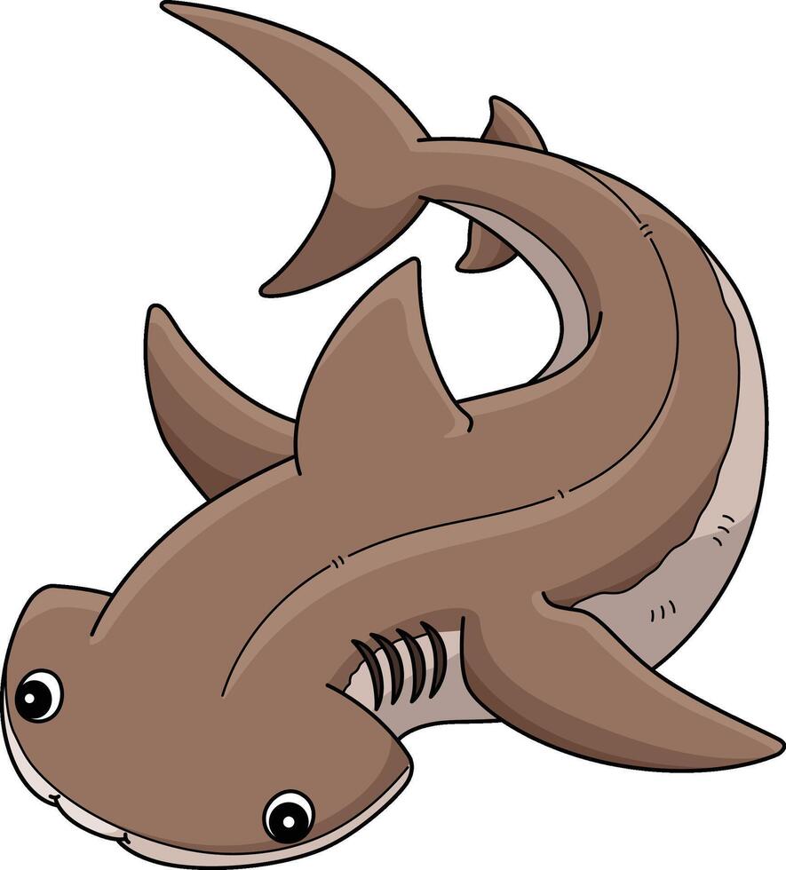 Bonnethead Shark Cartoon Colored Clipart vector