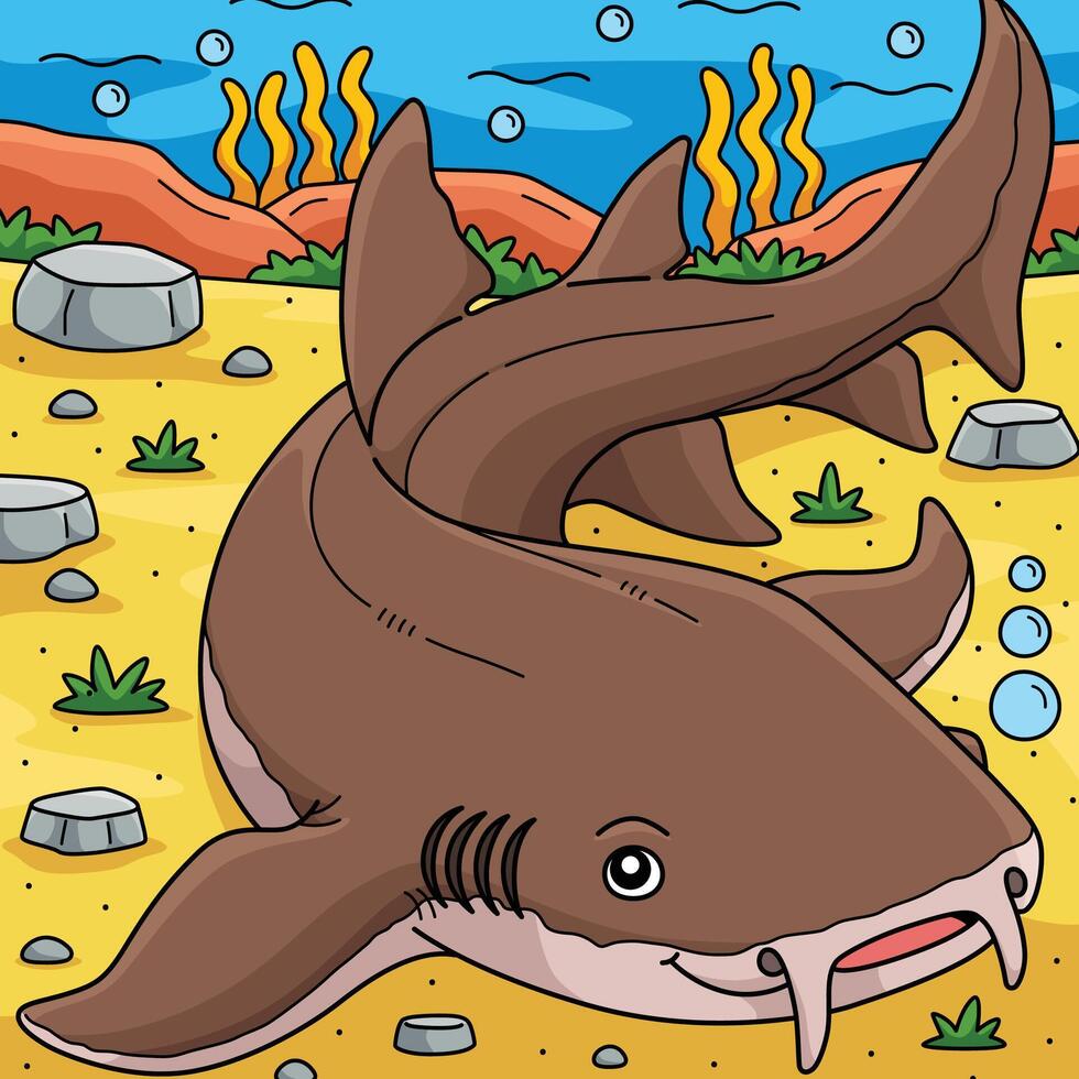 Nurse Shark Colored Cartoon Illustration vector