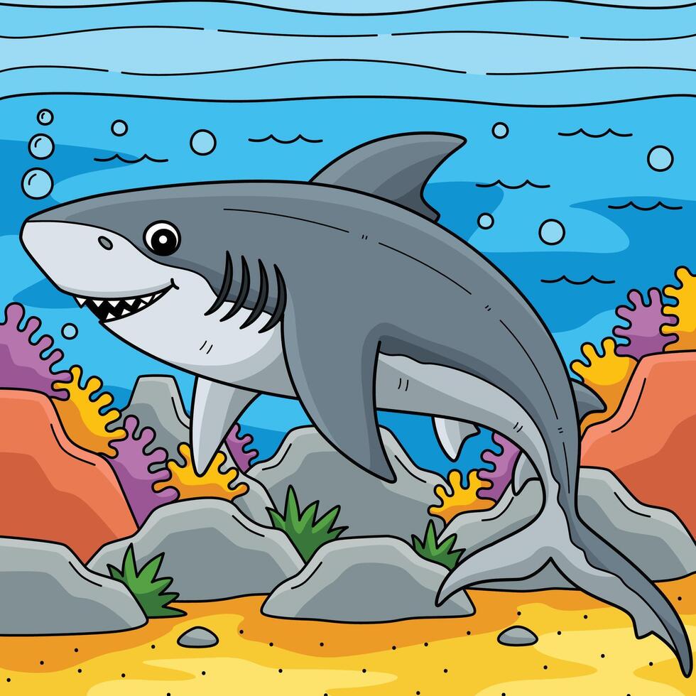 Bull Shark Colored Cartoon Illustration vector