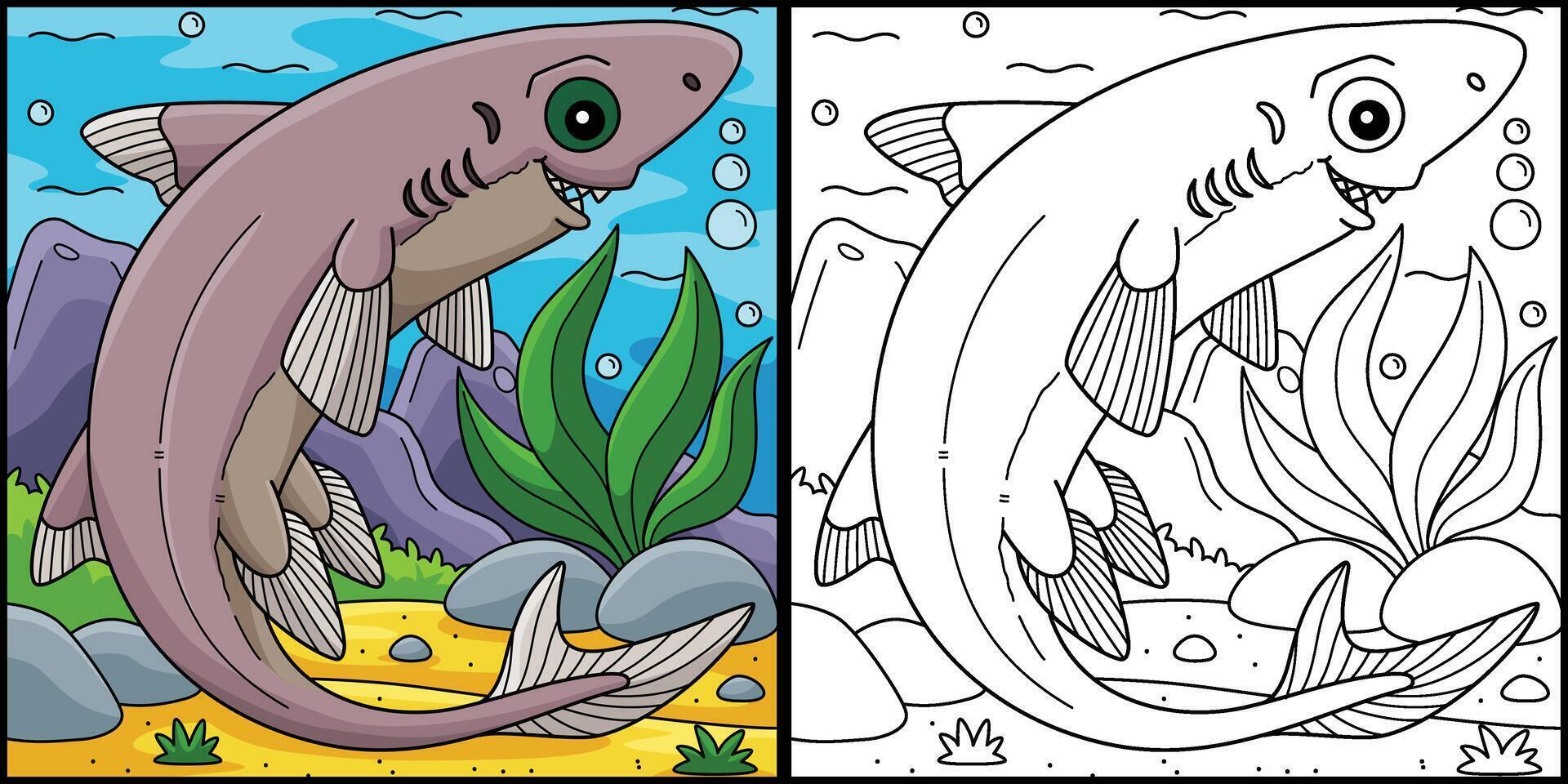 Dwarf Lantern Shark Coloring Page Illustration vector