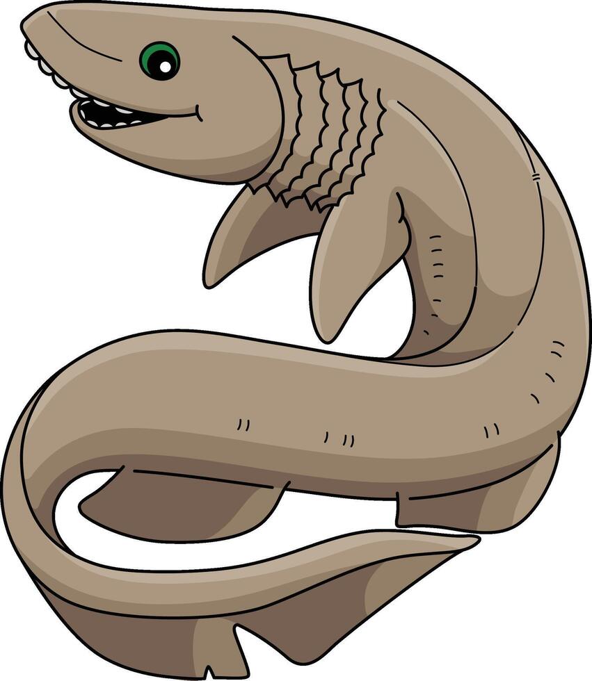 Frilled Shark Cartoon Colored Clipart Illustration vector