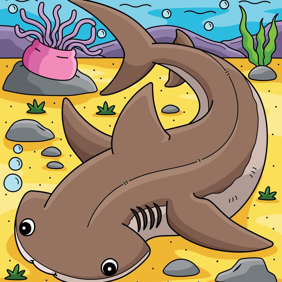 Bonnethead Shark Colored Cartoon Illustration vector
