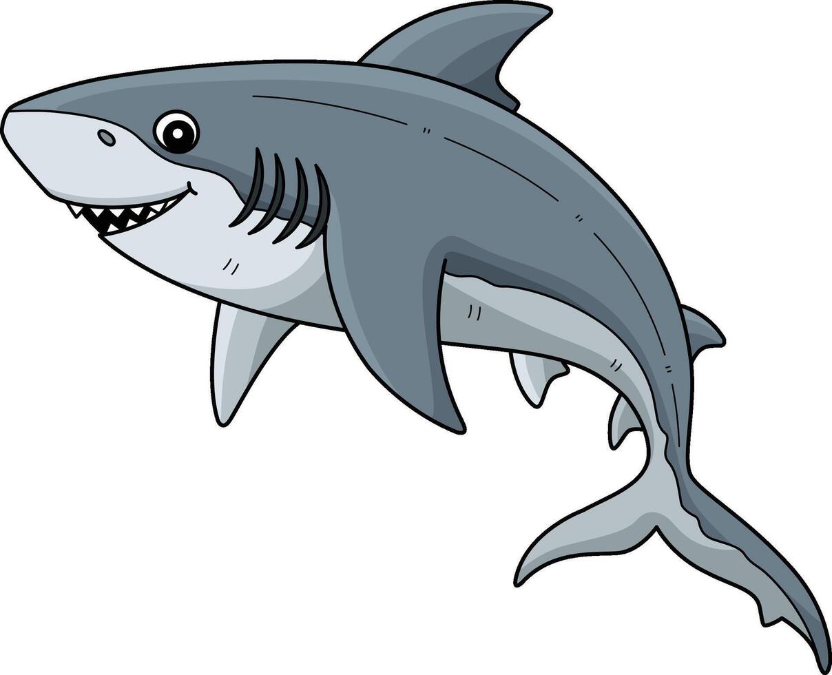 Bull Shark Cartoon Colored Clipart Illustration vector