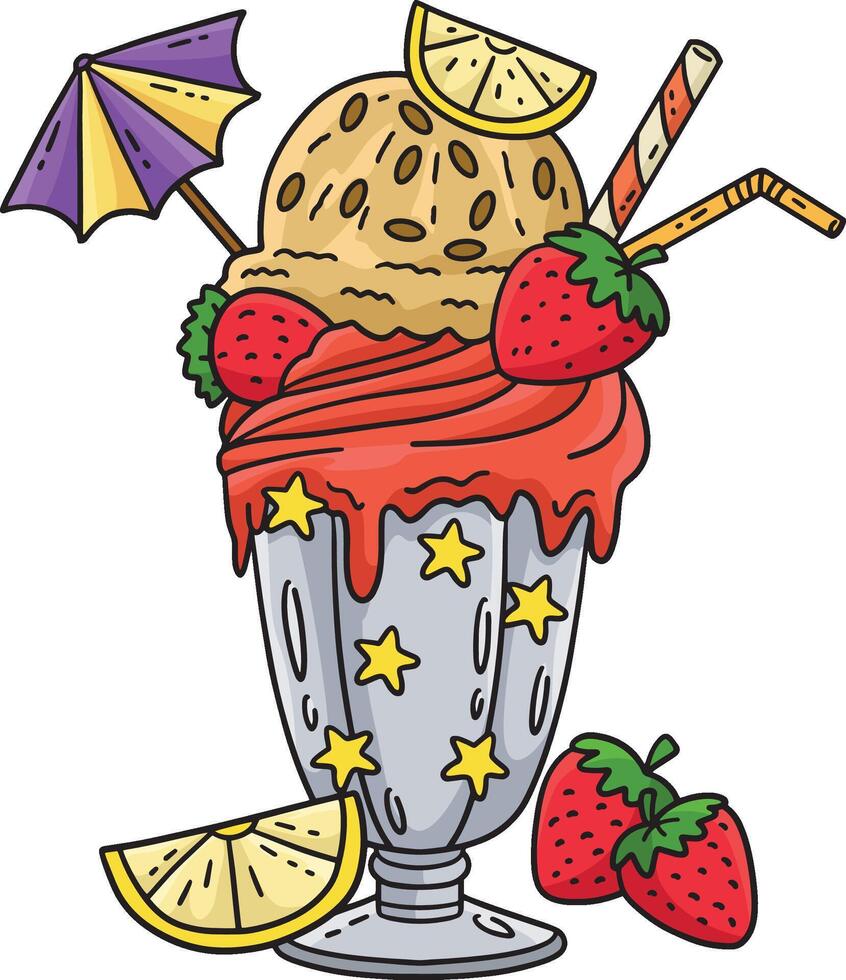 Ice Cream Shake Cartoon Colored Clipart vector
