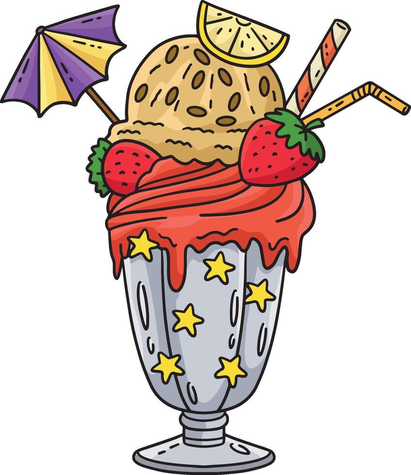 Ice Cream Shake Cartoon Colored Clipart vector
