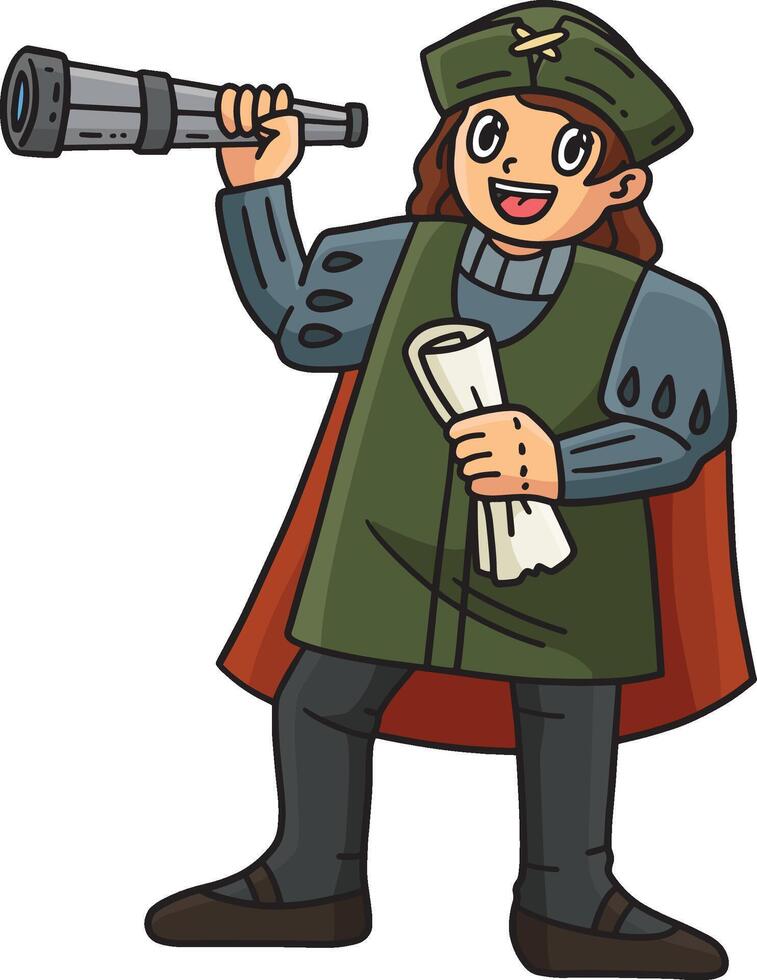 Columbus Day Man with Scroll Telescope Clipart vector