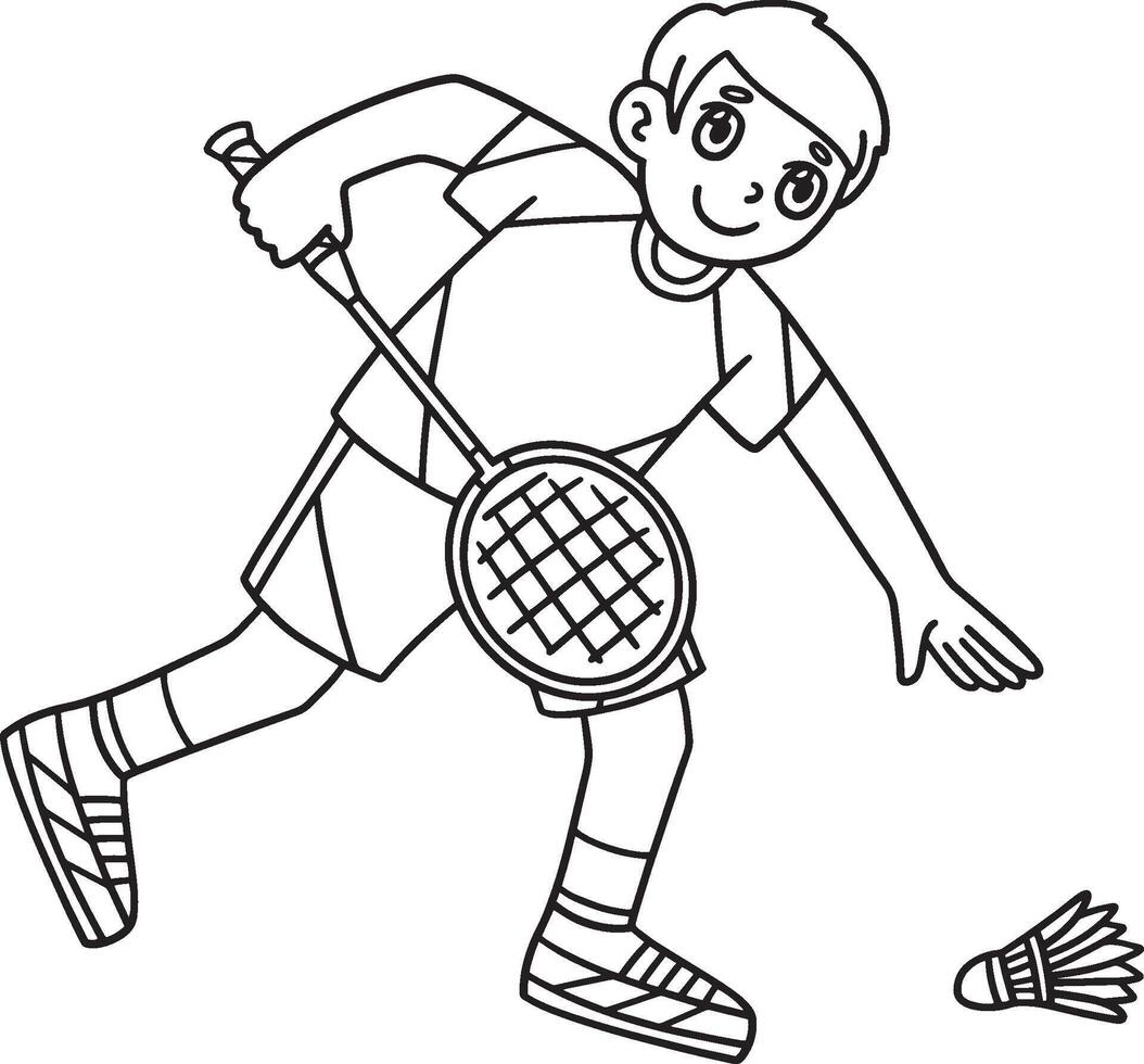 Badminton Player Picking Up Shuttlecock Isolated vector