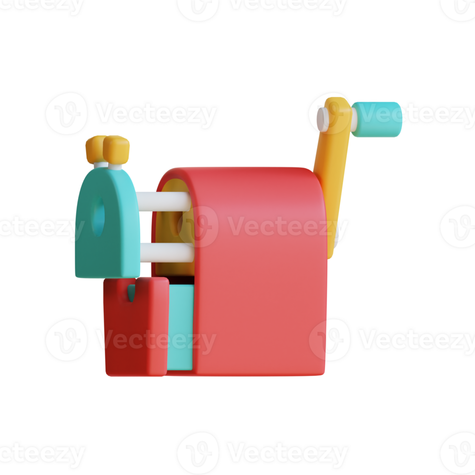 Red and teal pencil sharpener isolated a transparent background. png