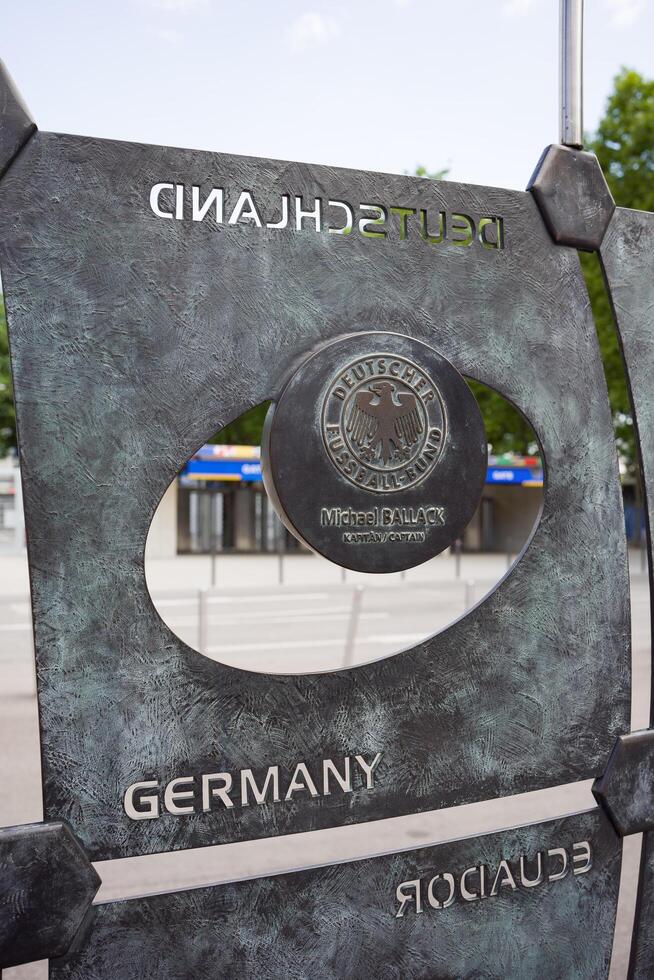 Stuttgart, Germany, 5 July 2024. The football emblem of the German national football team. The logo of the German national team is made of metal in memory of the Championship. photo