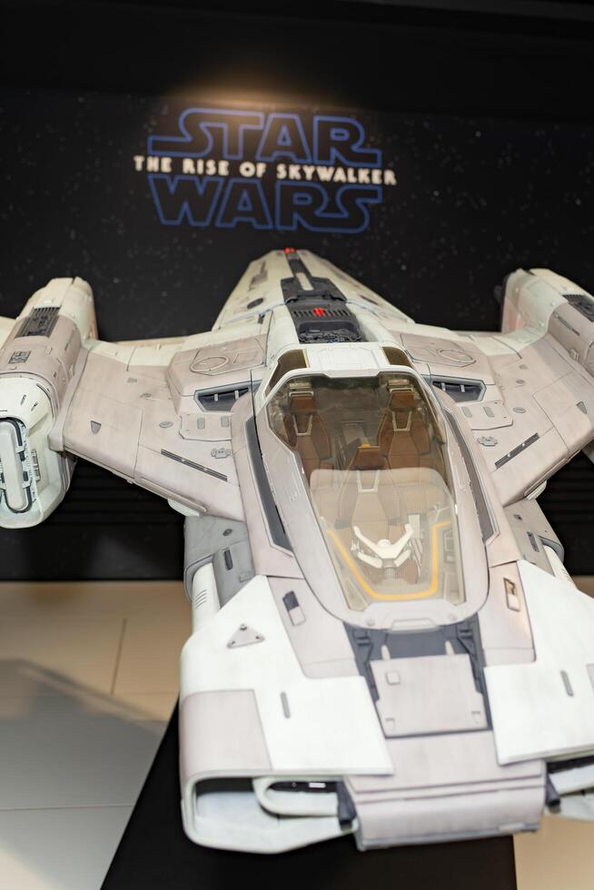 Stuttgart, Germany, August 17, 2023. A spaceship from the movie Star Wars A close-up model of a spaceship. photo