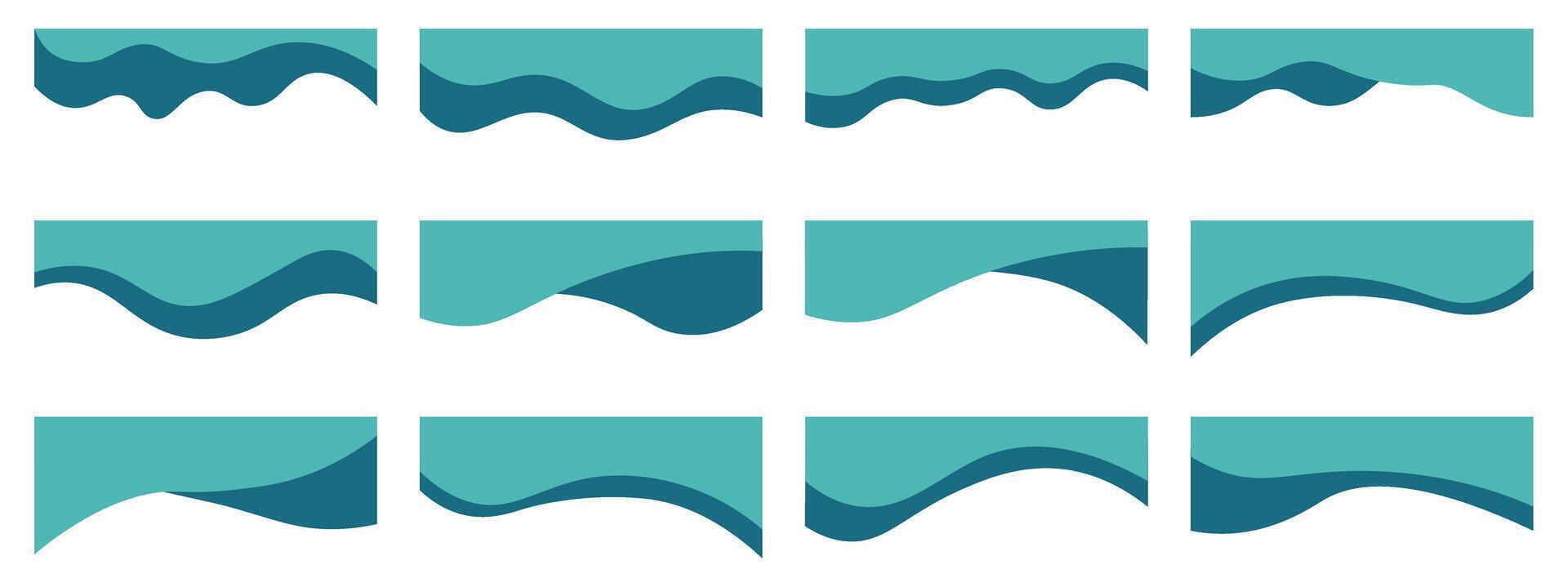 Collection of dividers shape templates. Modern separator header for website and app. Curve lines, wave collection of abstract design element for top and bottom page web site vector
