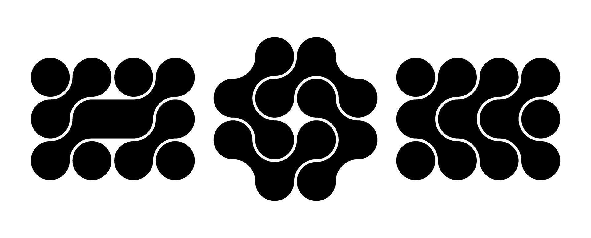 Set of connected black dots. Transition metaballs. Integration symbol. Circles pattern vector