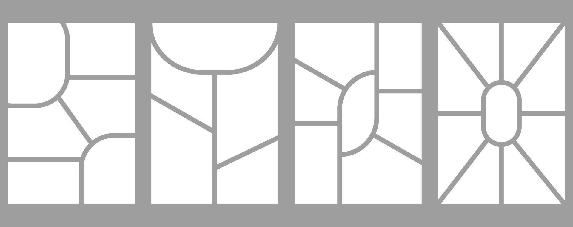 Set of templates minimalistic geometric photo frames. Mood board or photo image layout. Simple trendy geometric design vector