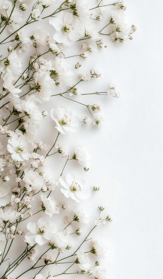 Delicate white flowers arranged on a soft background for an elegant spring display photo