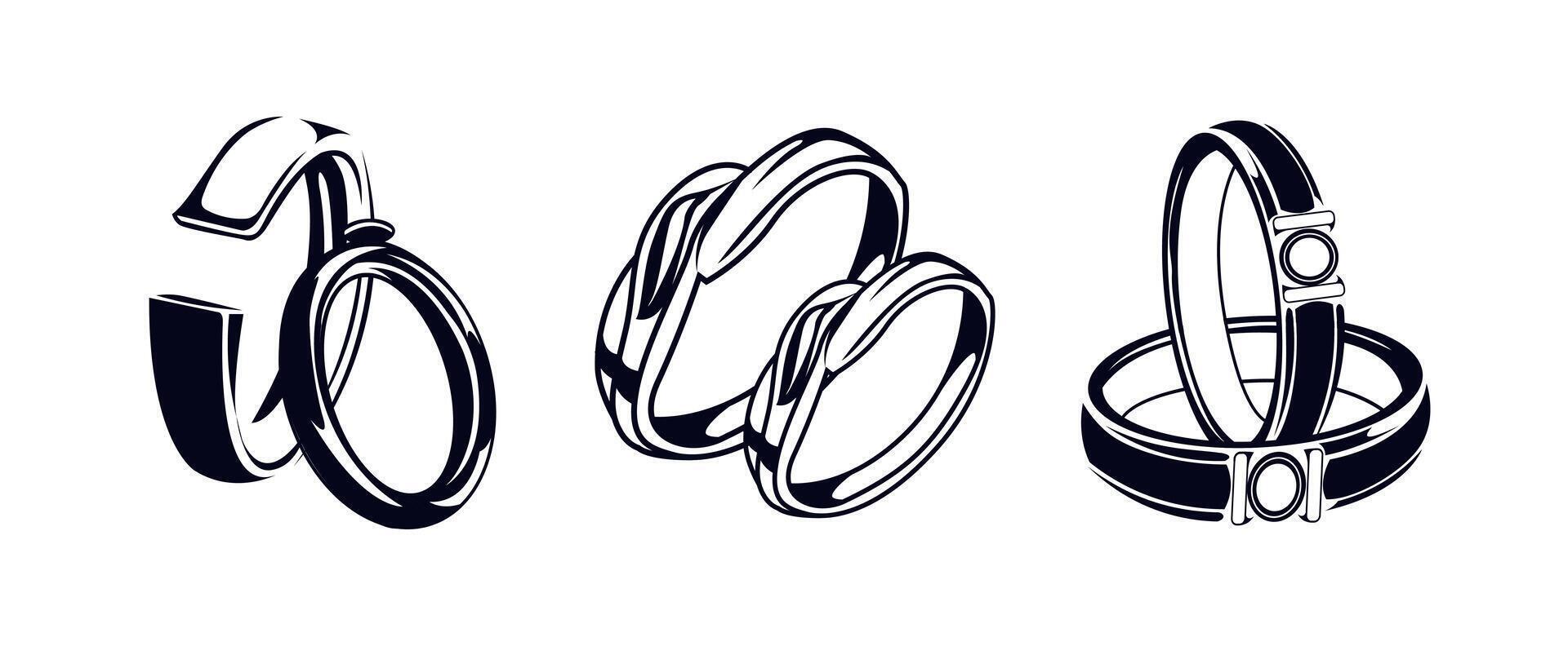 Wedding Couple Ring Illustration Design Collection vector