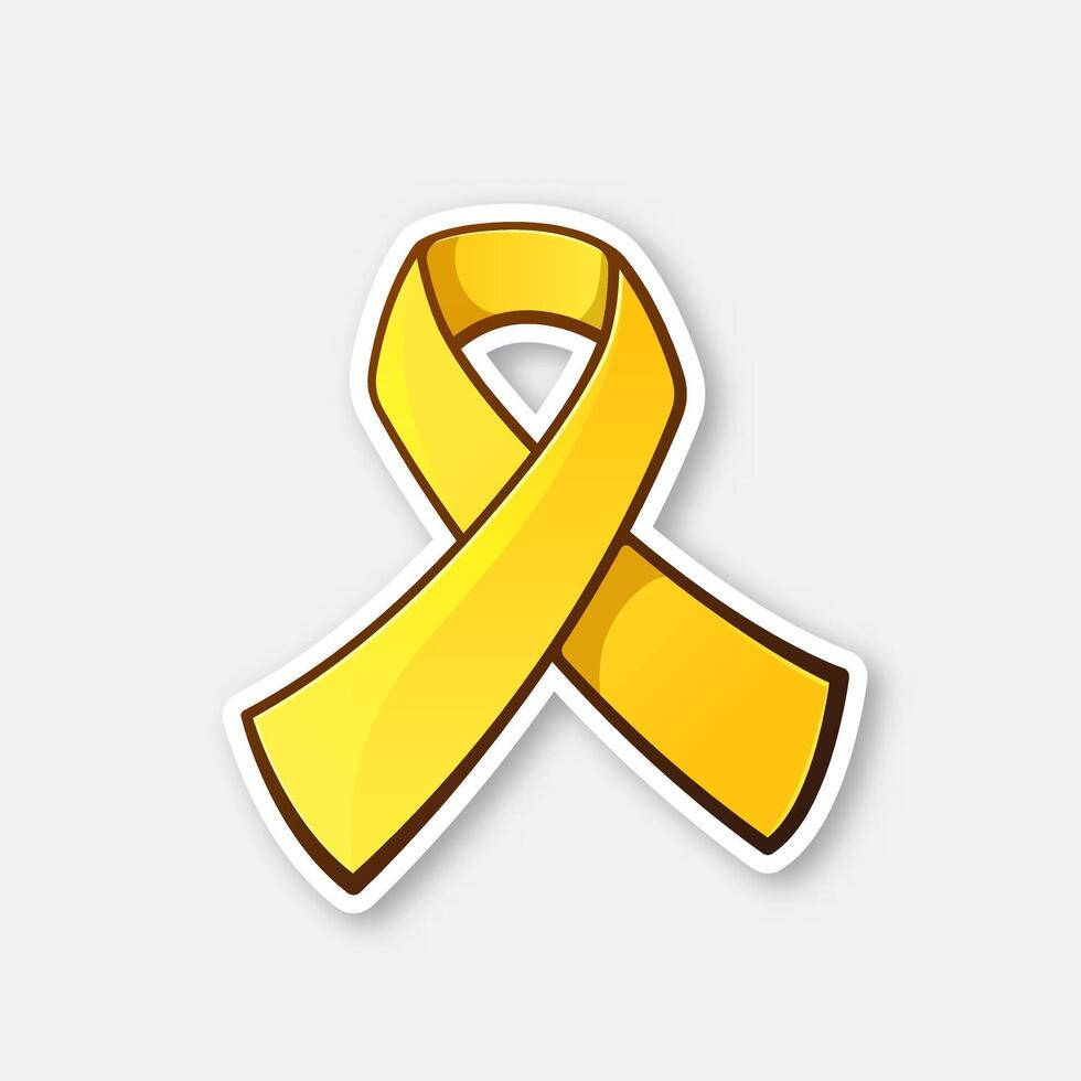 illustration. Gold ribbon, symbol of Childhood Cancer. Yellow ribbon, symbol of suicide, or endometriosis awareness, or support for military forces. Isolated on white background vector