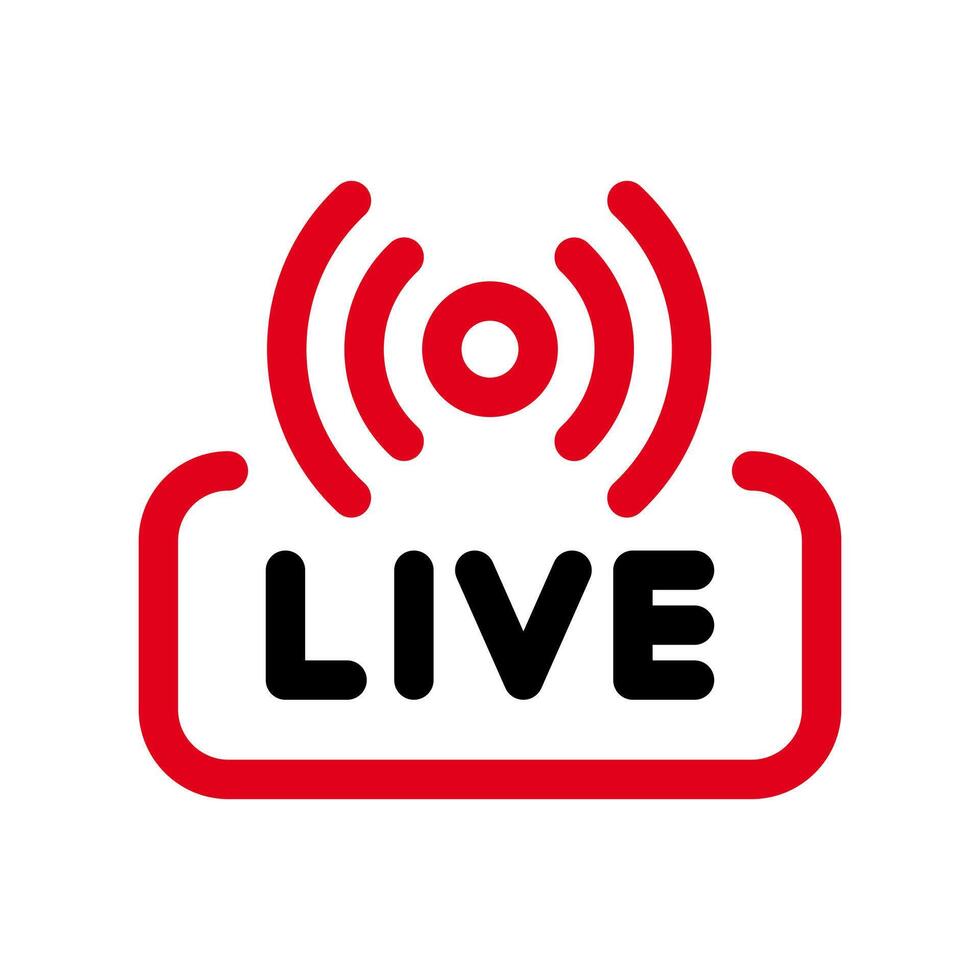 Red live buttons on a white background. Live symbol, badge, sign, label, sticker template. Social media concept. illustration vector