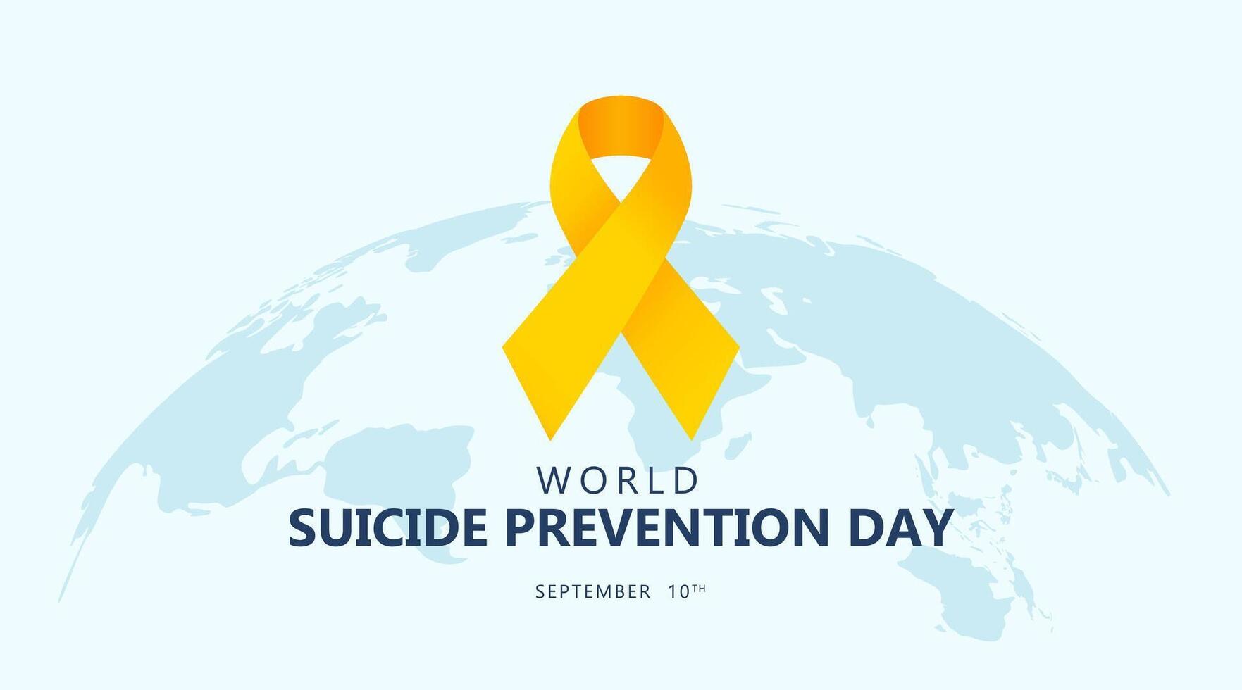 World suicide prevention day. Yellow ribbon illustration. September 10th. Suitable for banners, web, greeting cards, social media etc vector