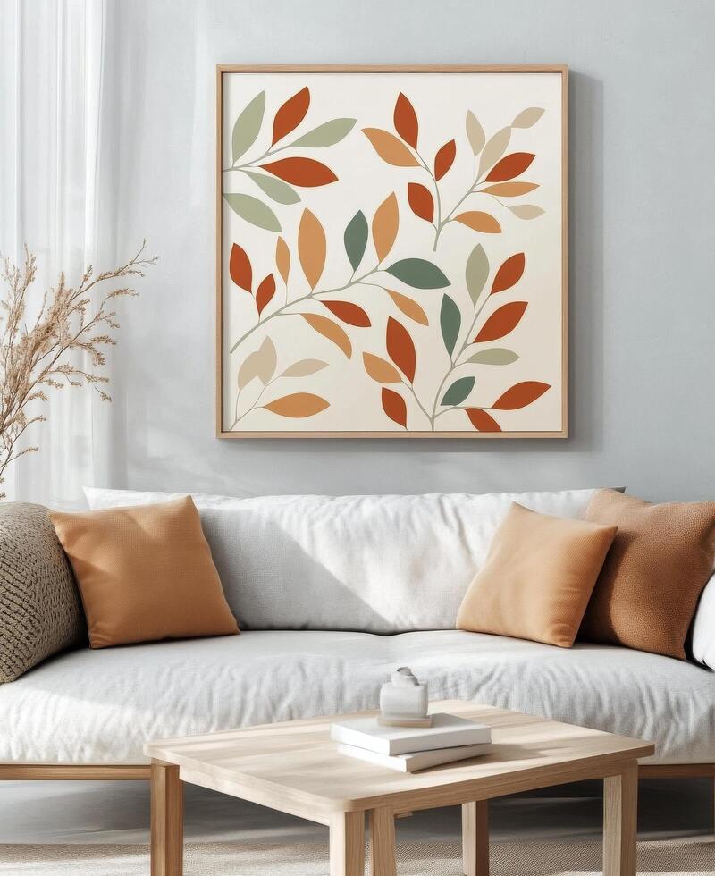 Colorful leaf patterns on a textured background photo