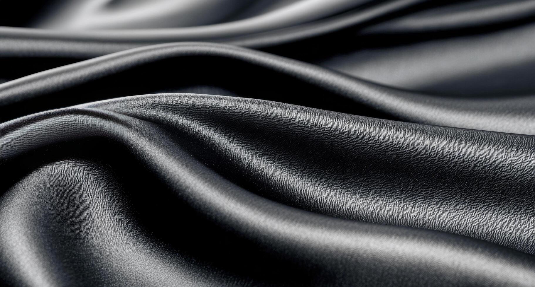Elegant black satin fabric draping softly in natural light photo