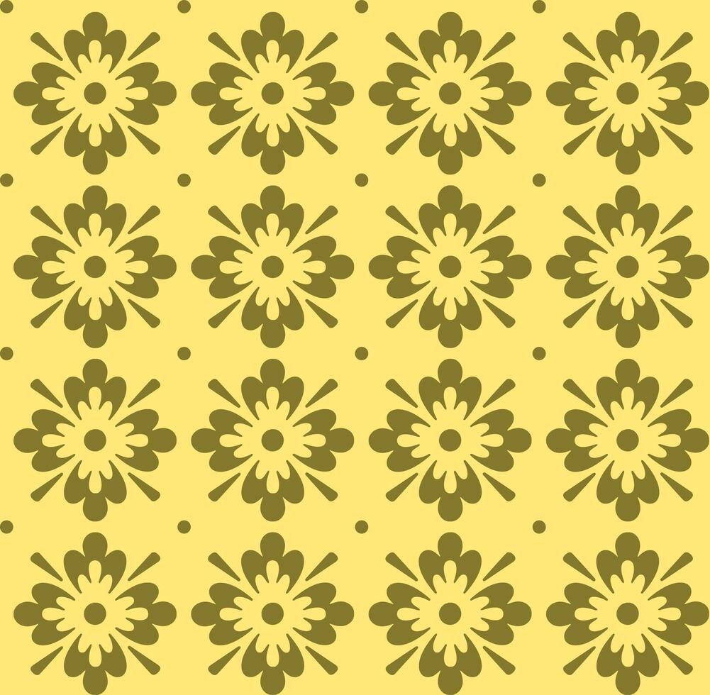 Yellow seamless pattern with floral pattern vector