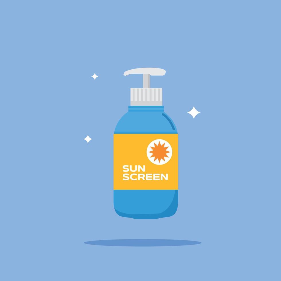 sunscreen bottle icon with pump shape vector