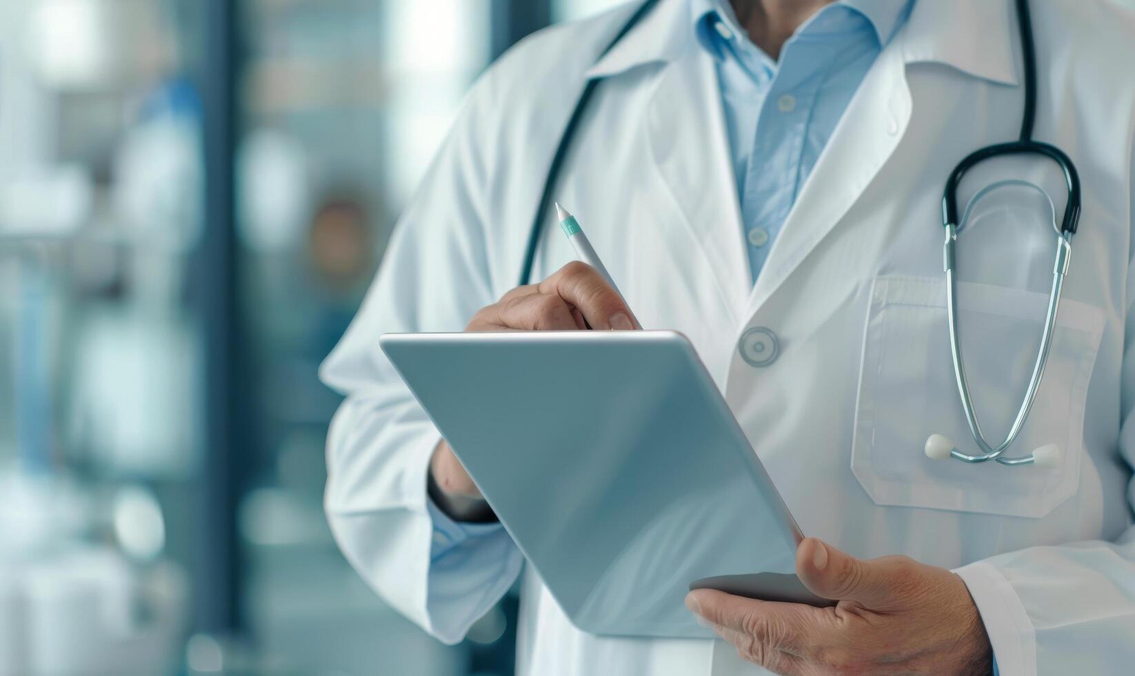 Doctor Writing Notes in a Hospital During Daytime photo