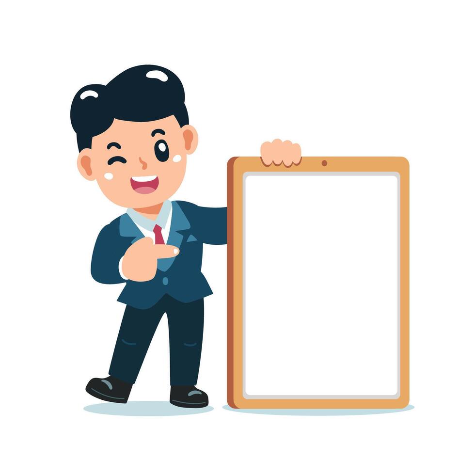 cartoon businessman with blank board vector