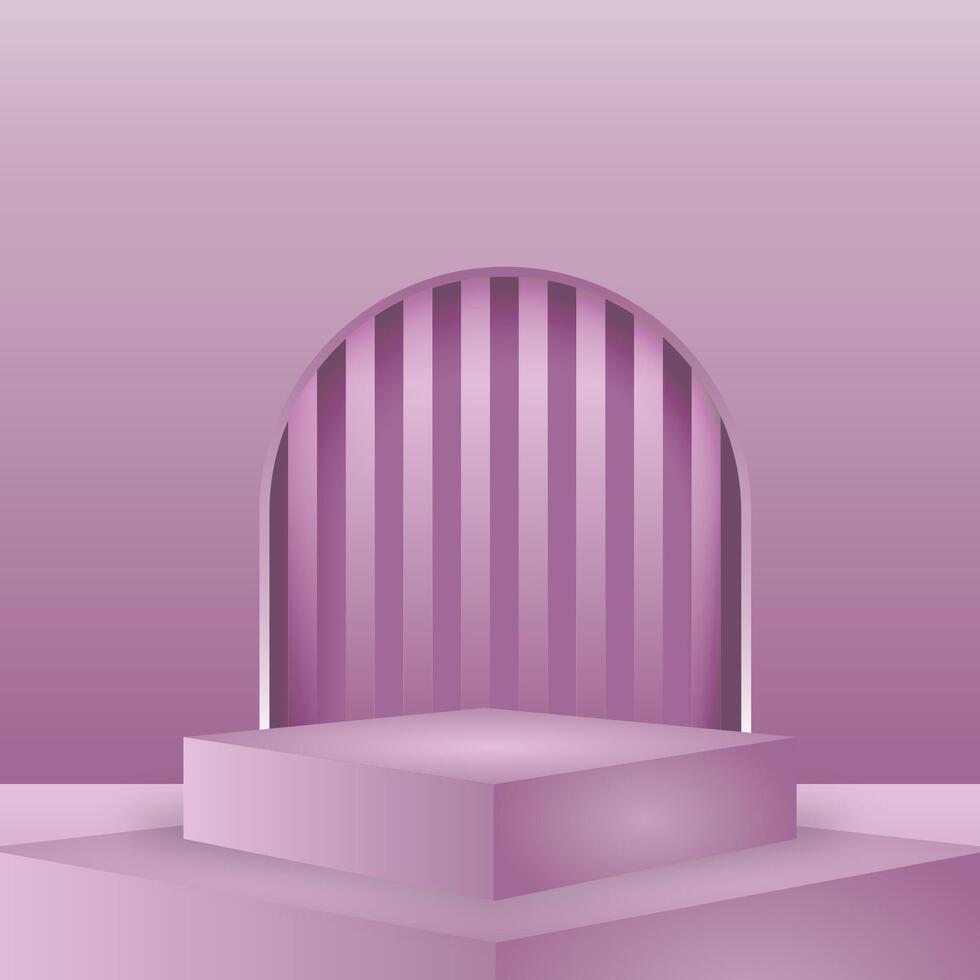3D dark Purple Podium Background Minimal Studio Room Pedestal Wall Backdrop for product Promotion vector