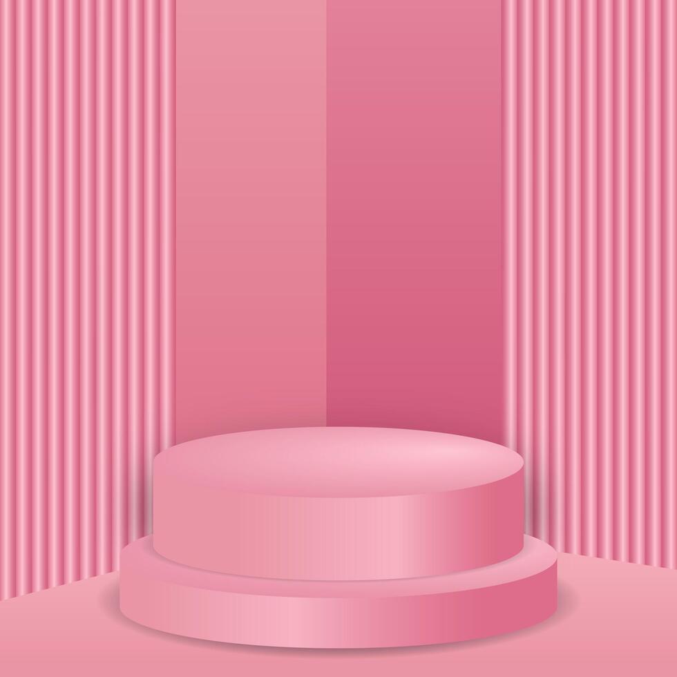 Modern background platform with pink podium. Background 3d crystal podium platform. Stage showcase on pedestal modern 3d studio platform vector