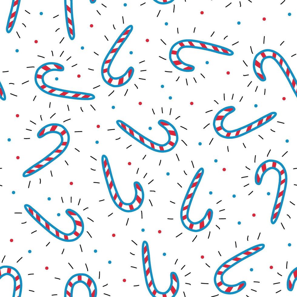design of Christmas pattern with candy canes vector
