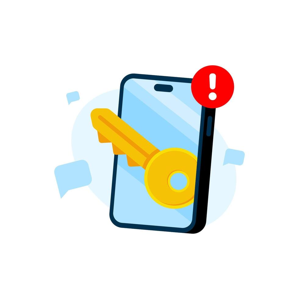 use smartphone as a security key to log in to account concept illustration flat design. simple modern graphic element for ui, infographic, icon vector