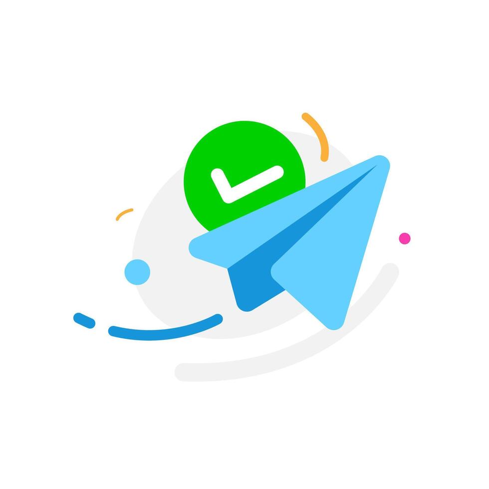 successfully send with check mark concept illustration flat design. simple modern graphic element for ui, infographic, icon vector
