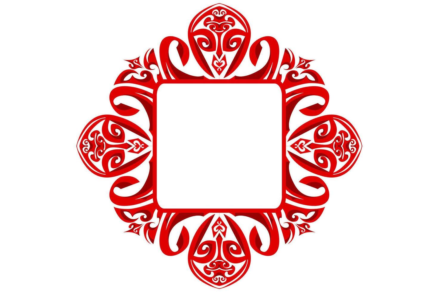 Modern Red Swirl Border Frame Ornament vector