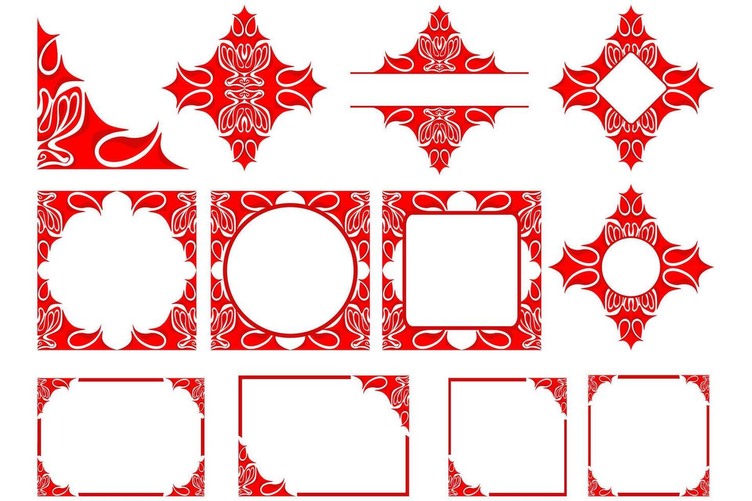 Set Of Red blood Border Frame Ornament vector