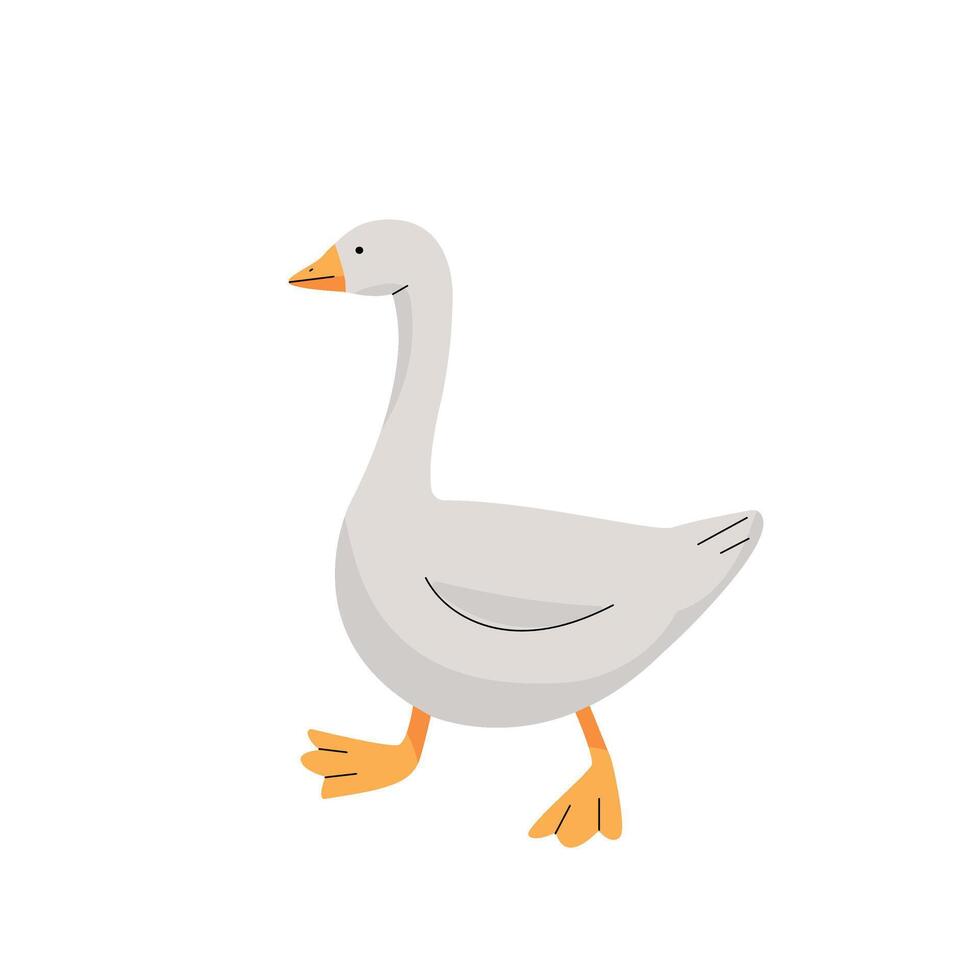 Cute gray goose, character on white background vector