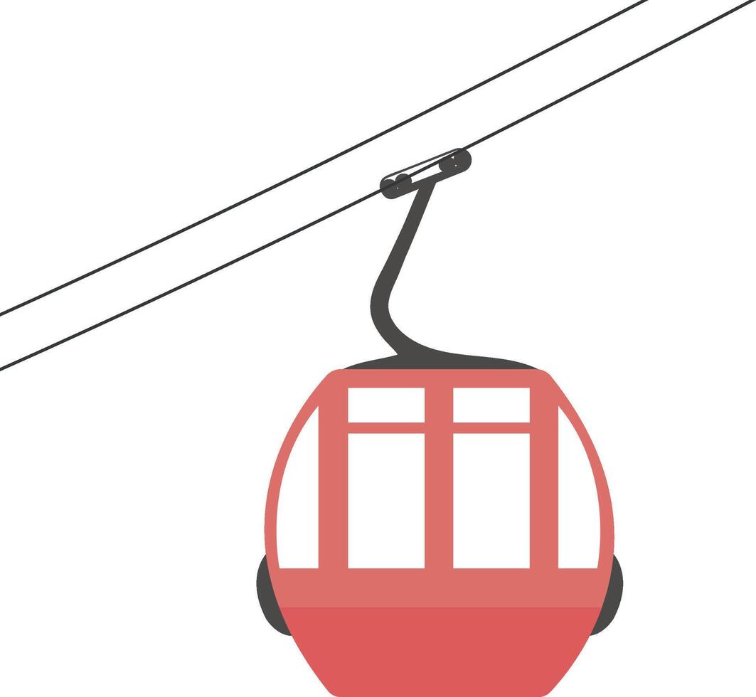 Cable car, red cabin in vector