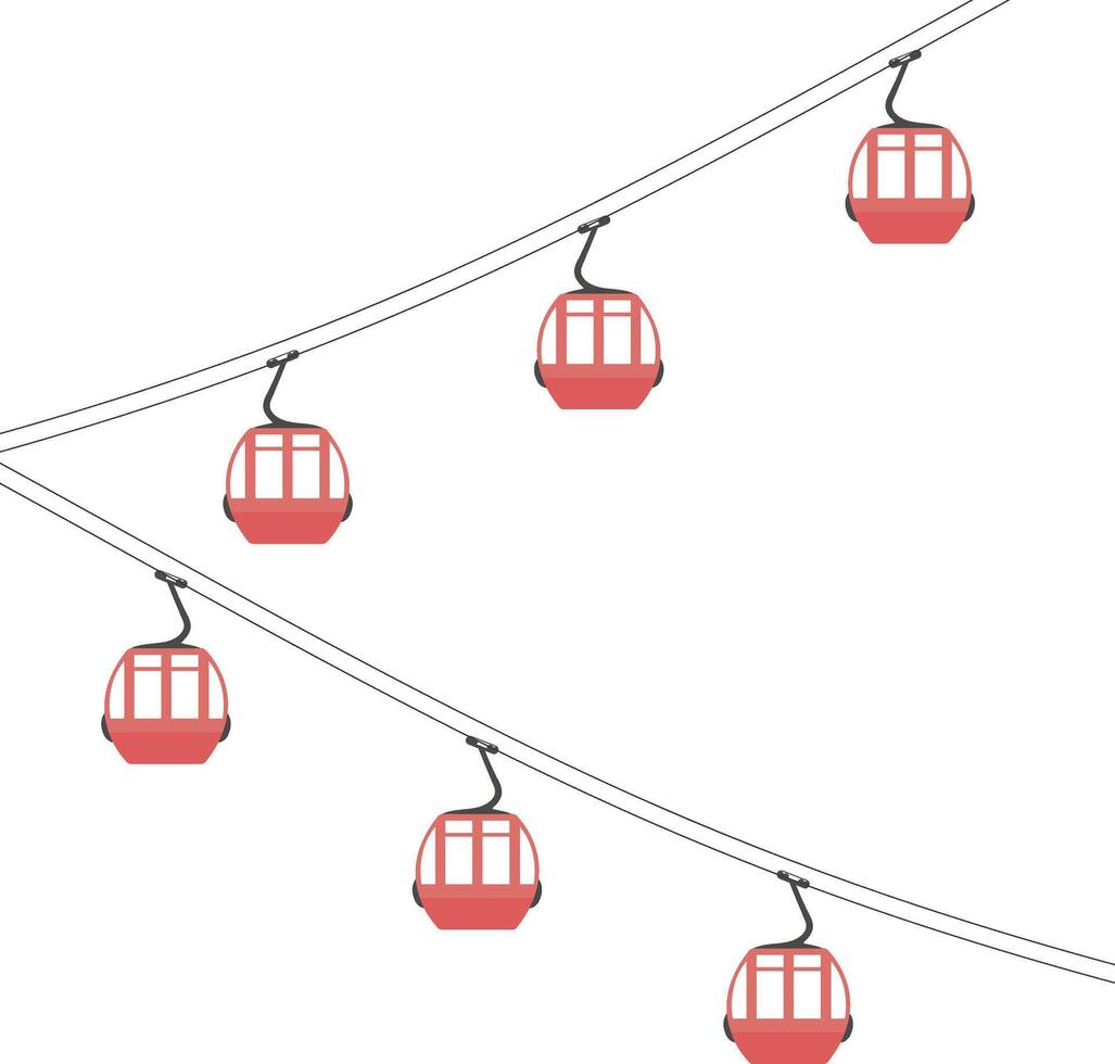 Cable car with red cabins in vector