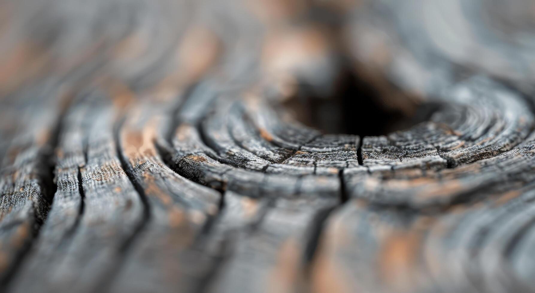 Close-Up of Weathered Wood Grain With Knots Captured in Natural Light photo