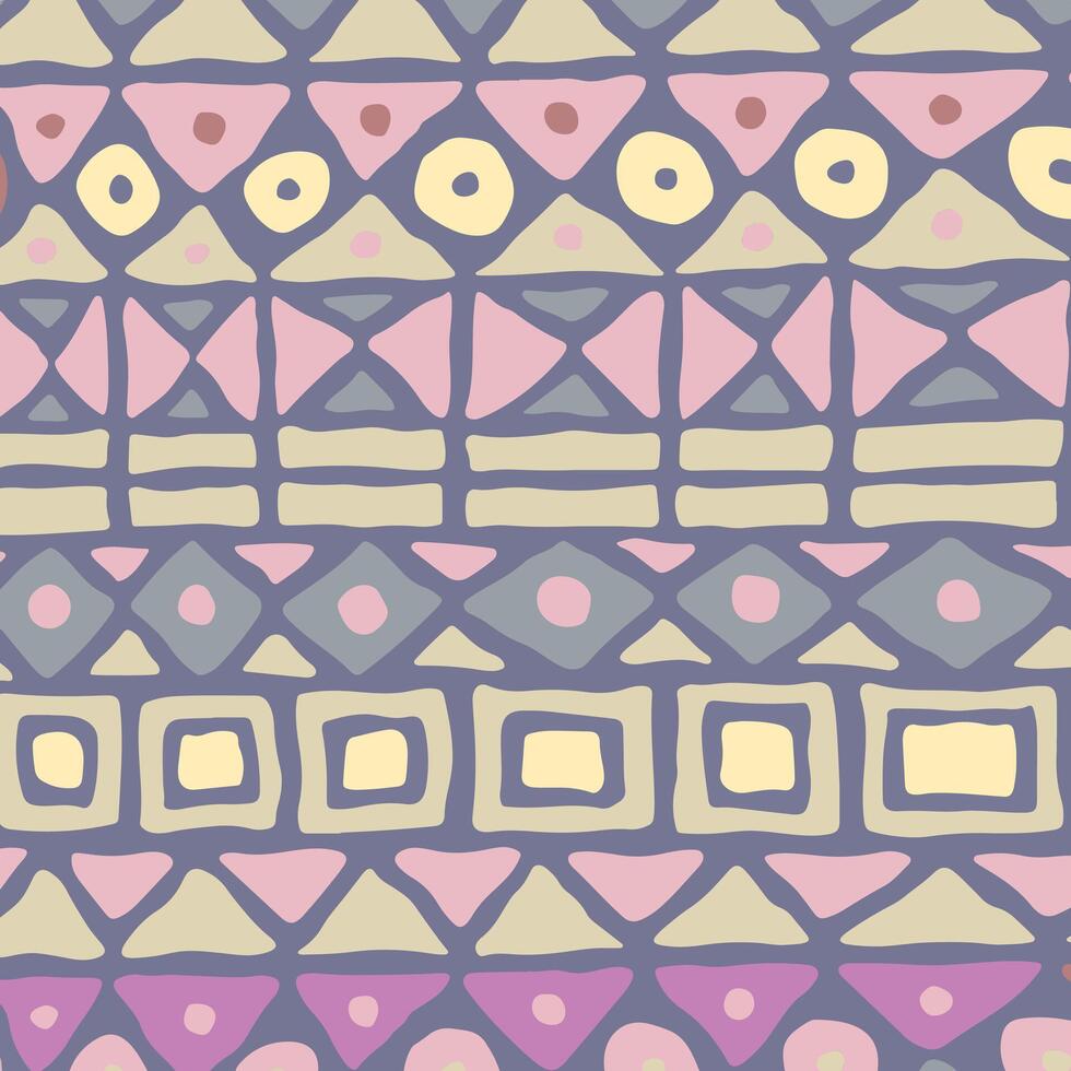one of pattern design featuring bright colors boxes, triangles, and ovals in a beautiful arrangement. vector