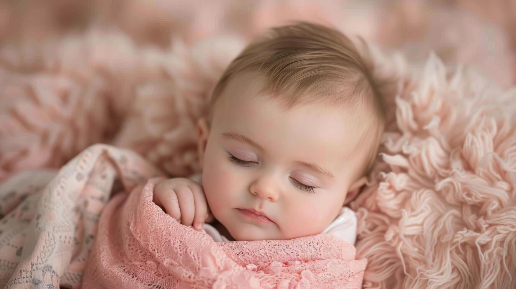 Sleeping Baby Wrapped in Soft Blanket at Home on a Peaceful Morning photo