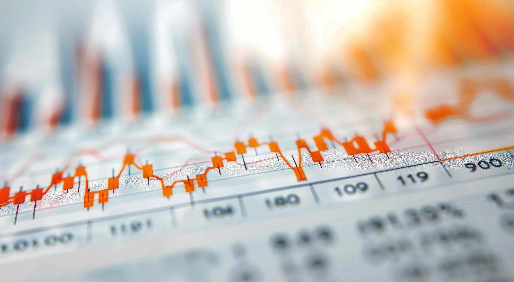 Financial Market Trends Displayed on Graphical Chart in Modern Workspace photo