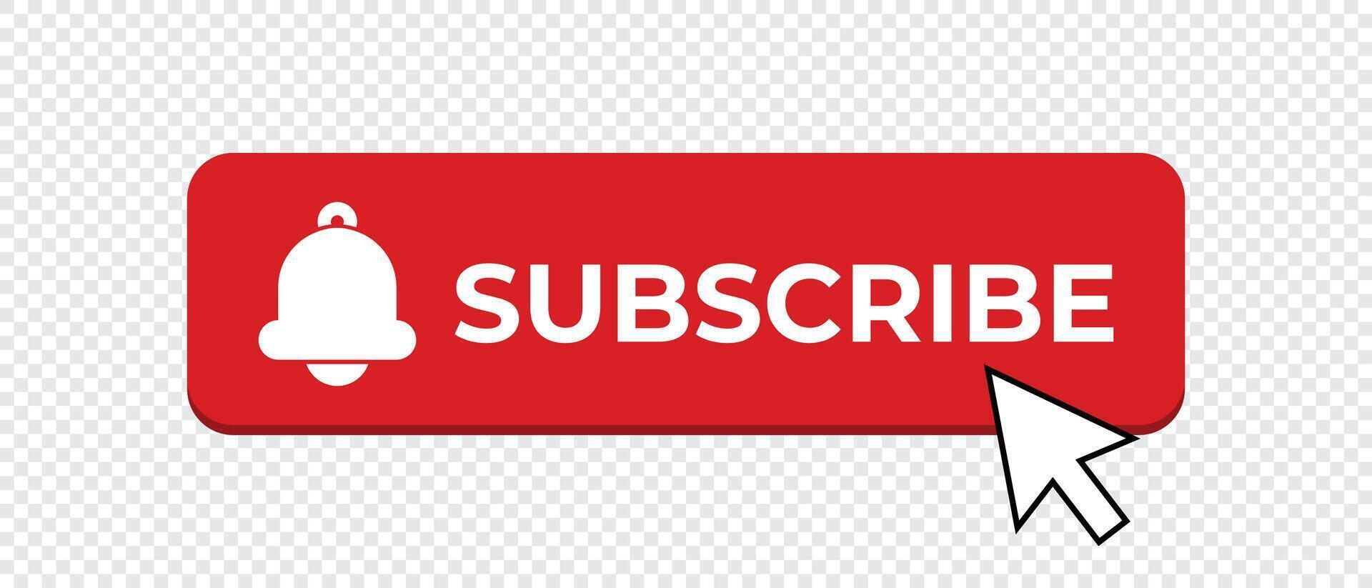 Red button subscribe of channel. Subscribe button in flat style. Subscribe red button and notification bell. illustration vector