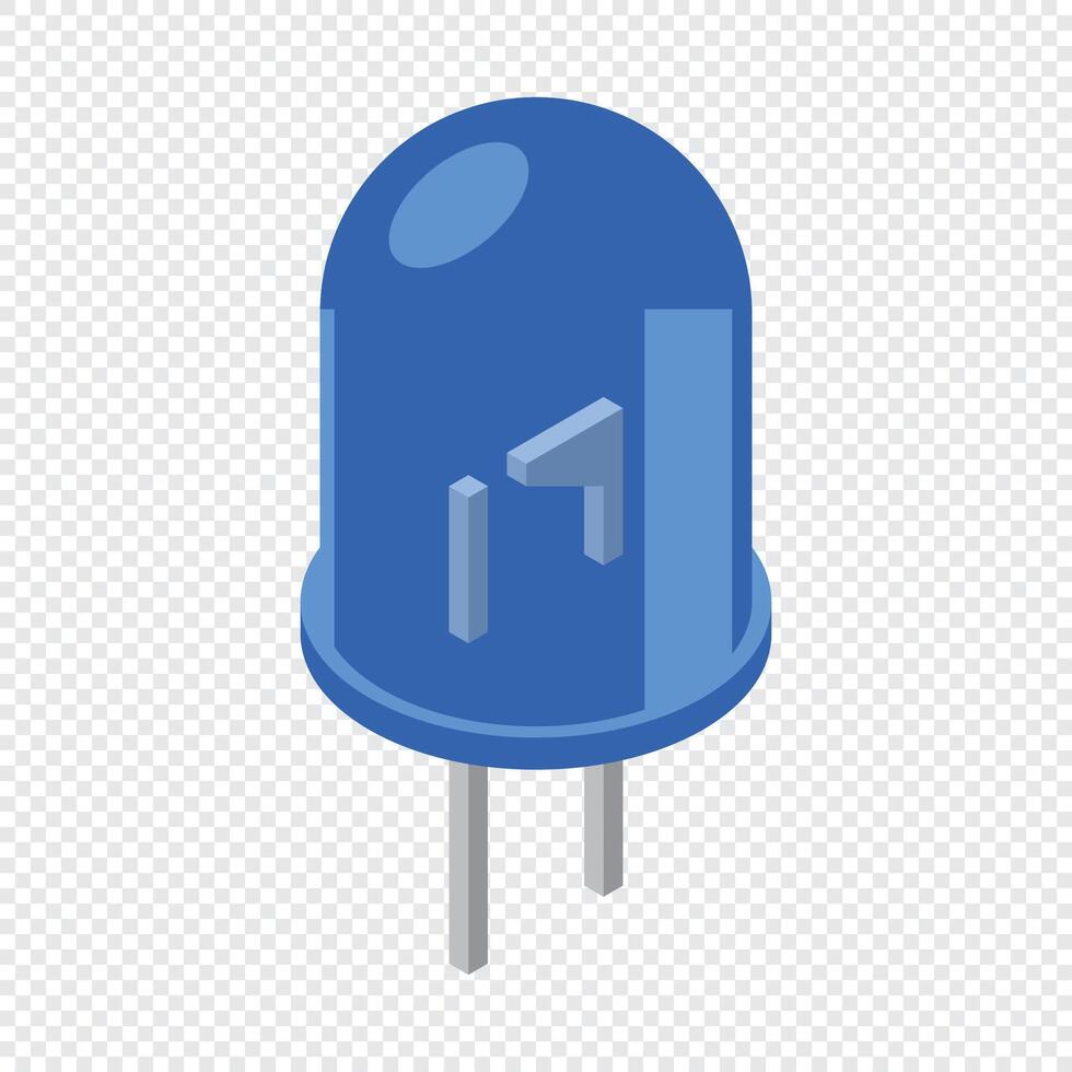 Blue led isometric icon. LED semiconductor composition. Light emitting diode. Electronic component icon in isometric style vector
