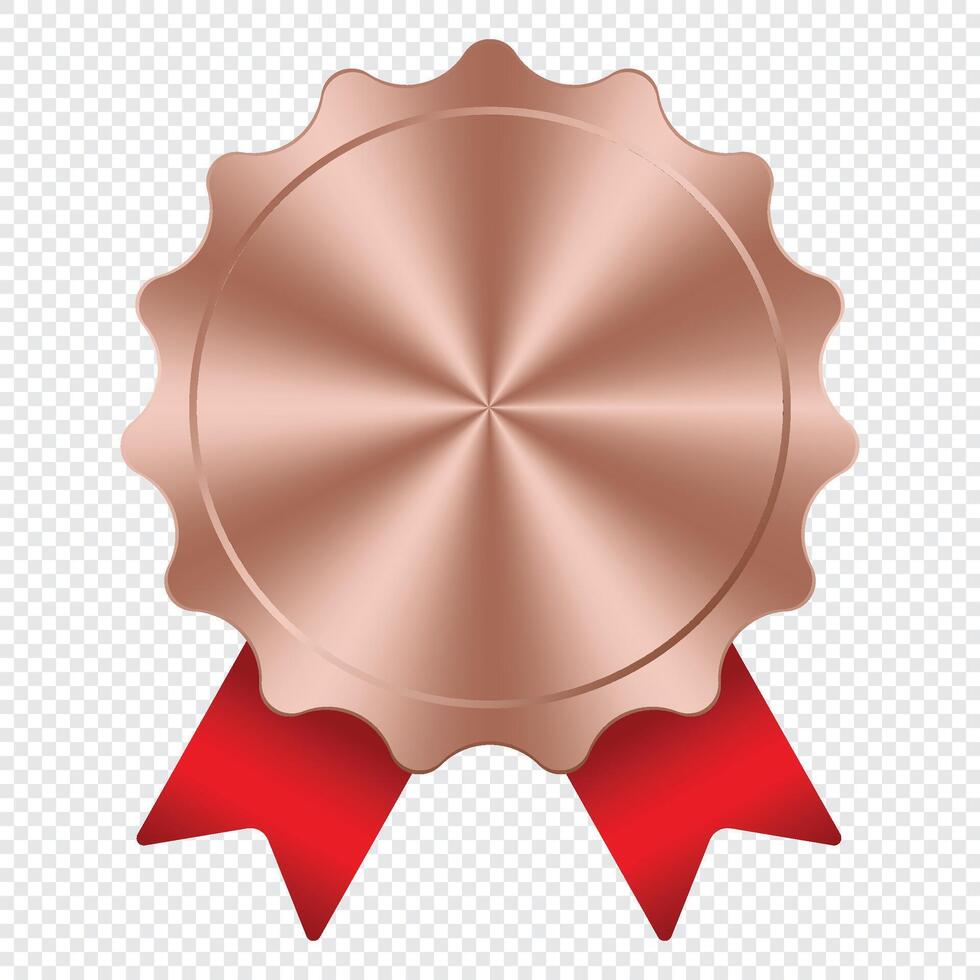 Bronze medal. Bronze medal with red ribbon. Design winner bronze medal prize. Red ribbon award with bronze medal. illustration vector