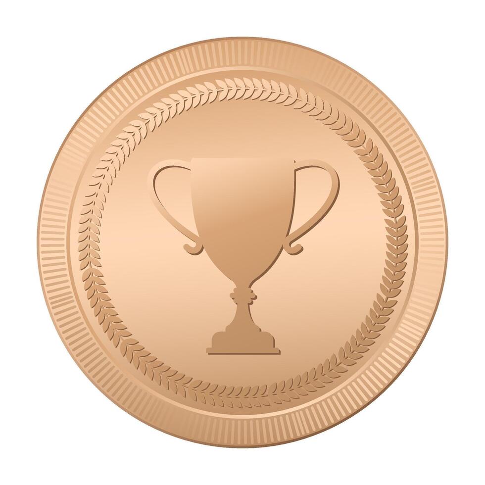 Bronze medal. Realistic medal. Prize for winner. Reward isolated. illustration vector