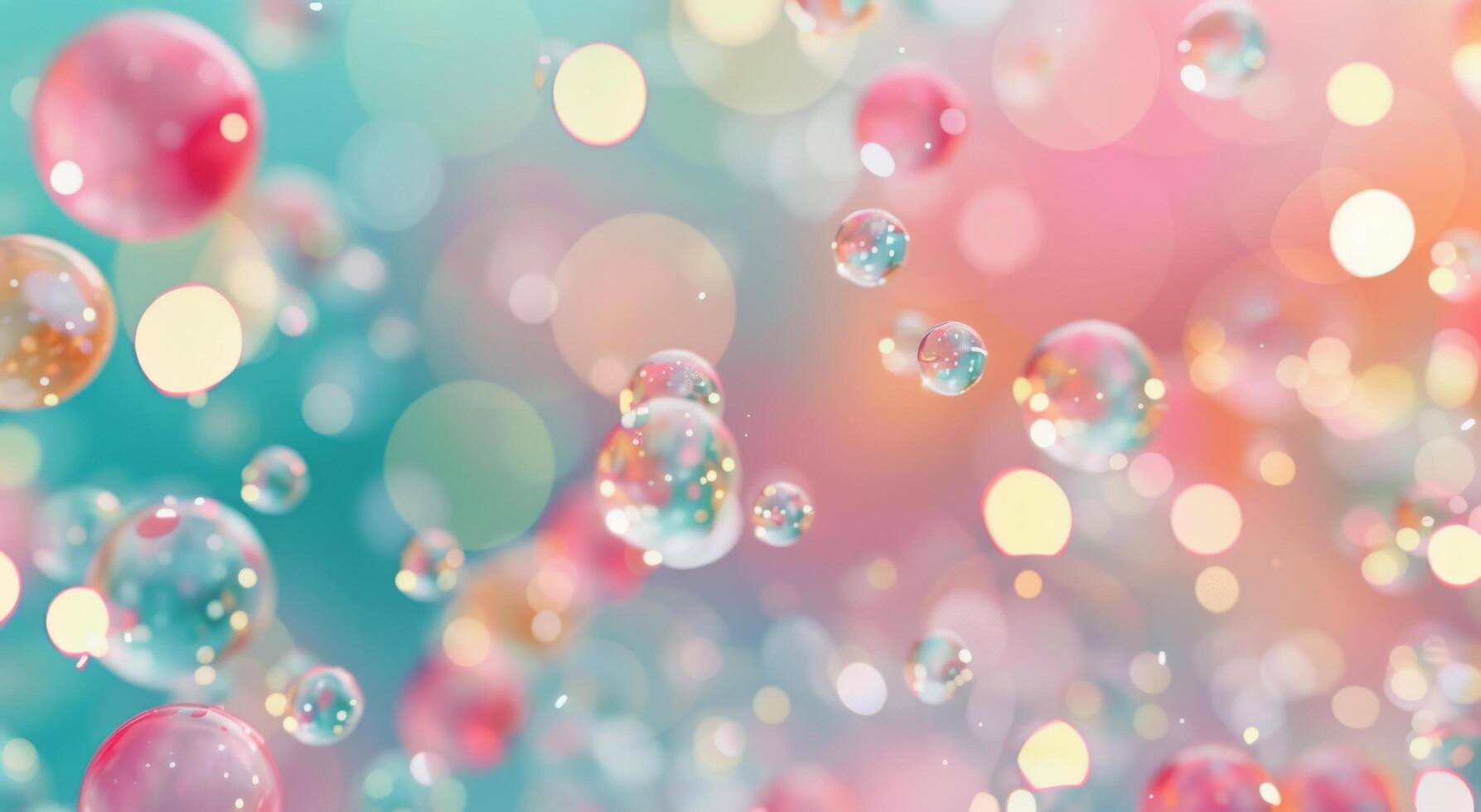 Colorful Bubbles Floating in a Dreamy Background With Soft Lighting photo